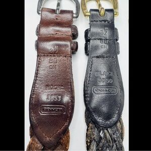 Coach Braided Leather Belt Set in Black and Dark Brown 32/80